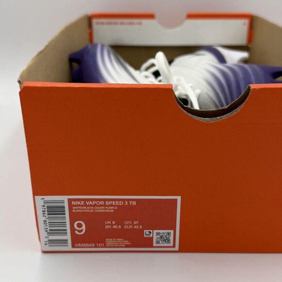 Nike Men Sz 9 Vapor Speed 3 TB Football Cleats White/Court Purple HM8849-101 New main image 4